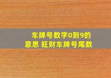 车牌号数字0到9的意思 旺财车牌号尾数